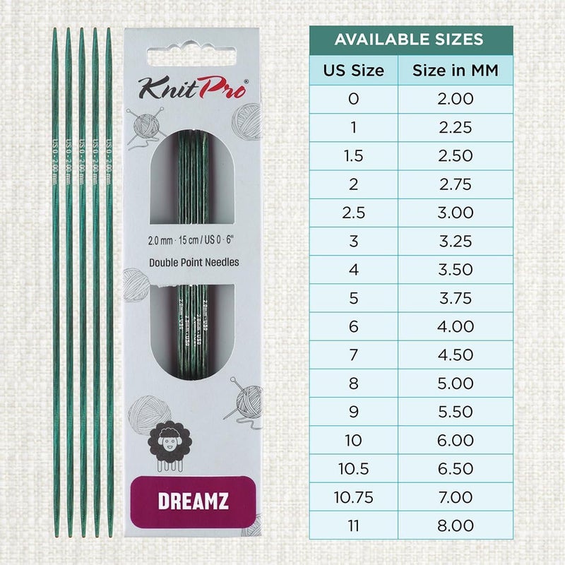 Knit Pro Dreamz Double Pointed Needles 6" (15cm) | US Size 0 (2mm) - Image 3